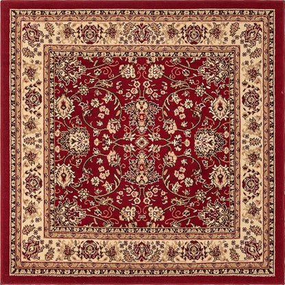 Unique Loom Sialk Hill Collection Area Rug - Washington (5' Square Burgundy/Cream)