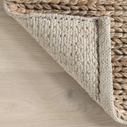 Nuloom Penelope Tan, 7'6" x 9'6", Hand-Braided, Wool & Cotton, Soft and Textured, High Traffic, Stain Resistant, Easy Clean, Durable Area Rug for Bedroom, Living Room, Dining, Foyer, Entryway