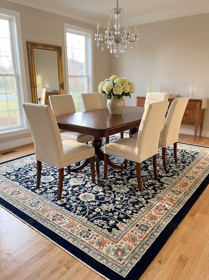 Rugs.com Yasmin Collection Rug – 7' x 10' Navy Blue Medium Rug Perfect for Bedrooms, Dining Rooms, Living Rooms