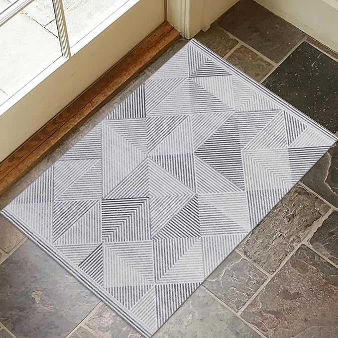 ReaLife Rugs Machine Washable Area Rug - Living Room Bedroom Bathroom Kitchen Entryway Office - Padded Crease Free Stain Resistant Premium - Modern Geometric Contemporary- Miles- Gray - 2'x 3'