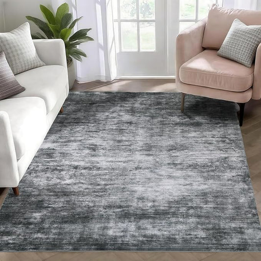 WILLSUN Washable Area Rugs, 3x5 Non-Slip Boho Large Area Rugs for Living Room, Bedroom, Machine Washable Vintage Rug, Indoor Floral Print Carpet for Home Decor, Kid & Pet Friendly Mat
