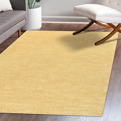 Eyely UES100B-15 Supersoft Haze Solid Low-Pile Indoor Area Rug, Coastal, Bohemian, Minimalist, Classic, Casual for Bedroom,Kitchen,Living Room,Non Shedding,Easy-Washing, Yellow, 12 X 15