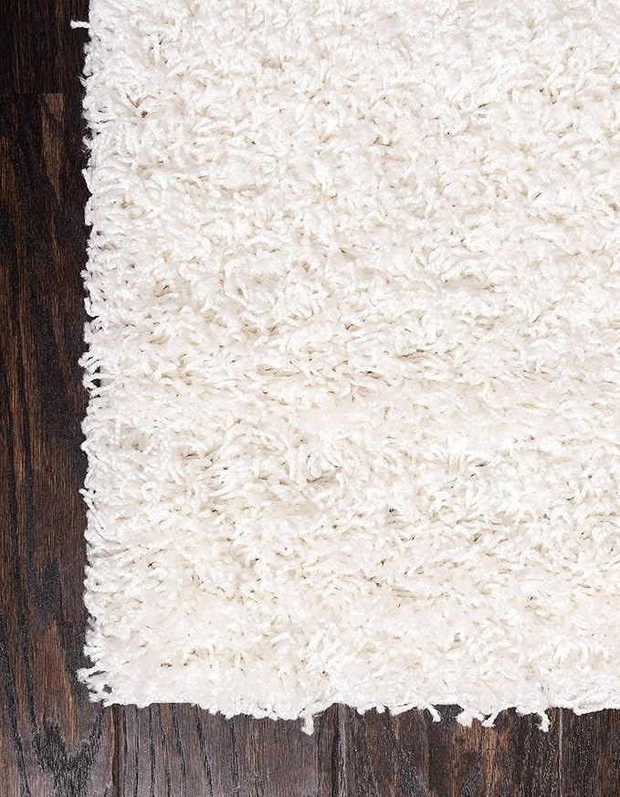 Unique Loom Solid Shag Collection Area Rug (8' x 11' Rectangle, Snow White)