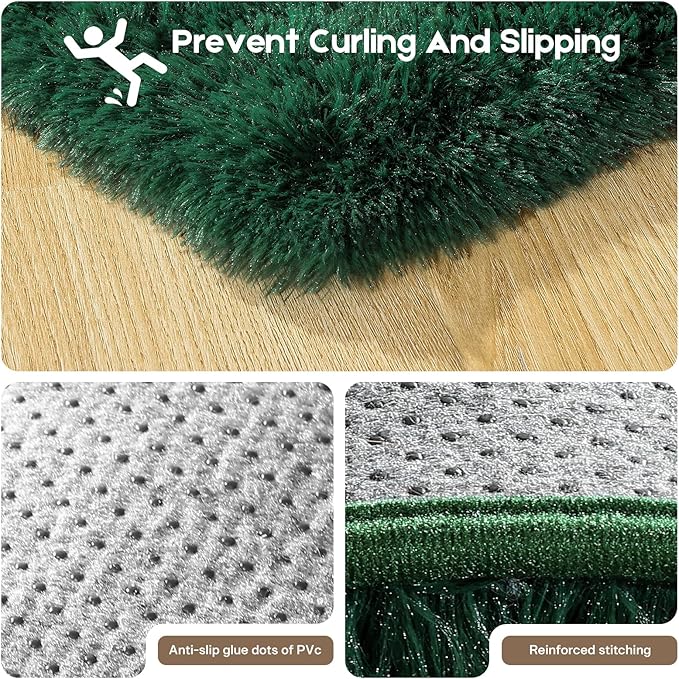 Dark Green 8x10 Area Rugs for Living Room Bedroom, Fluffy Large Rug Soft Shag Non-Slip Carpet for Kids Boys and Girls Room Dorm Home Decor (8ft x 10ft)