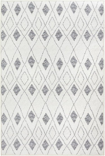 Dash & Albert Chandler Ivory Machine Washable Rug, 3 X 5 Feet, Ivory Geometric Pattern