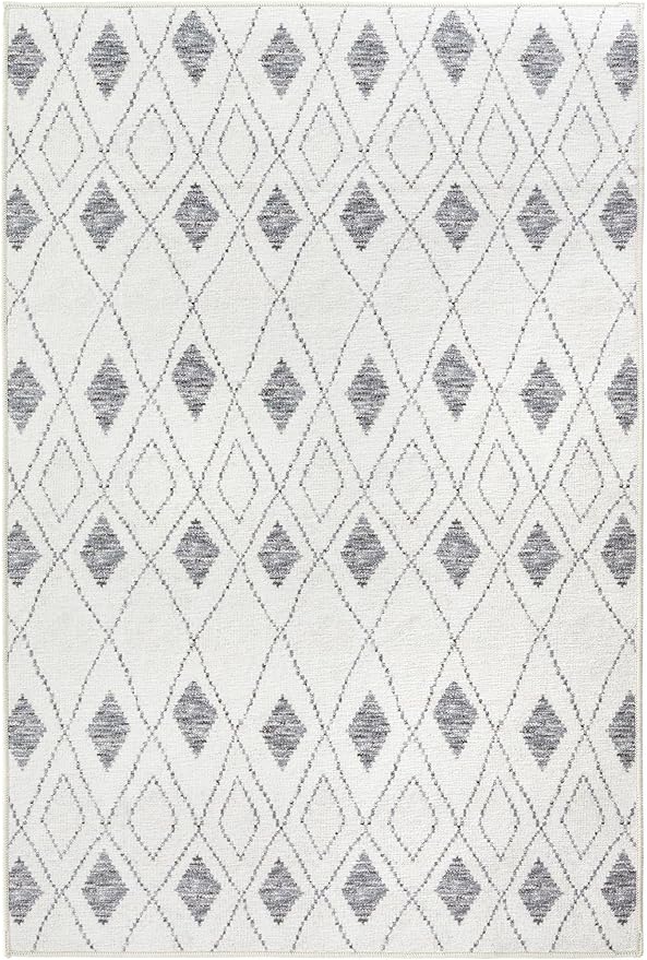 Dash & Albert Chandler Ivory Machine Washable Rug, 2 X 3 Feet, Ivory Geometric Pattern