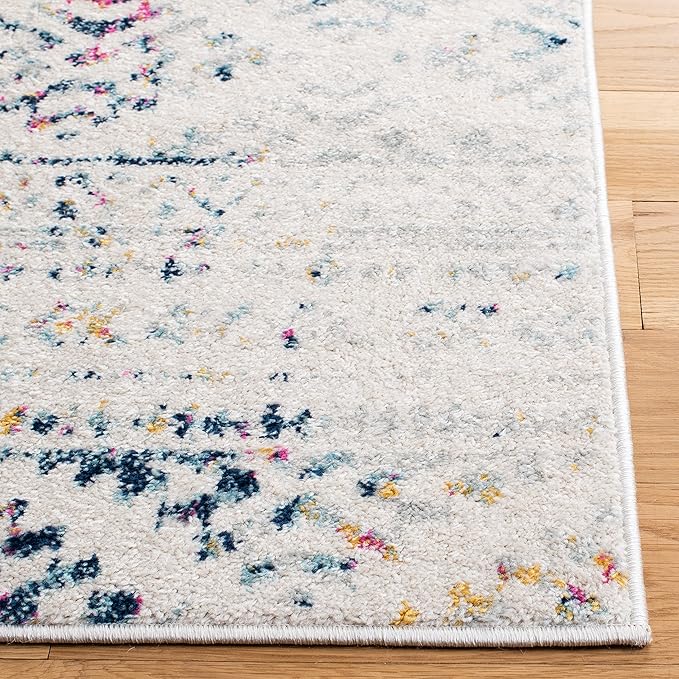 SAFAVIEH Area Rug 10x13 - Tulum Collection - Large - Ivory & Blue, Moroccan Boho Tribal Design, Non-Shedding & Easy to Clean, Ideal for Living Room, Bedroom, Dining Space (TUL272C)