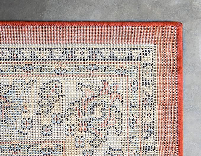 Unique Loom Sialk Hill Collection Area Rug - Washington (6' 1" x 9' Rectangle Terracotta/Cream)