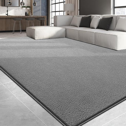Large Area Rugs for Living Room Bedroom, 5x8 Feet Grey Rug, Minimalist Modern Shag Rug, Soft Thick Comfy Memory Foam Indoor Carpet, Non-Slip Washable Rug for Boys Girls Dorm Nursery Room Home Decor