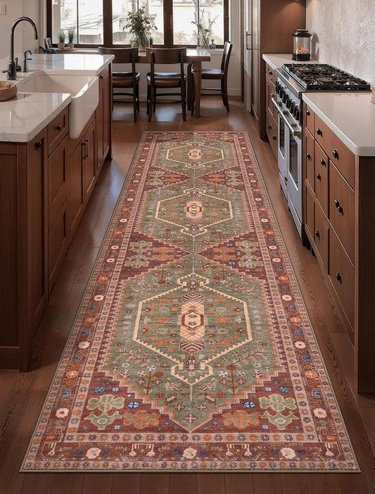 Ciicool Washable 2x8ft Runners Area Rug for Hallways, Ultra Soft Boho Runner Non-Slip Vintage Oriental Long Carpet for Kitchen Bedroom Laundry Bathroom