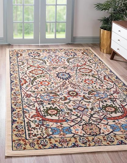 Unique Loom Espahan Collection Area Rug - Cape Cod (4' 1" x 6' 1" Rectangle, Cream/ Black)