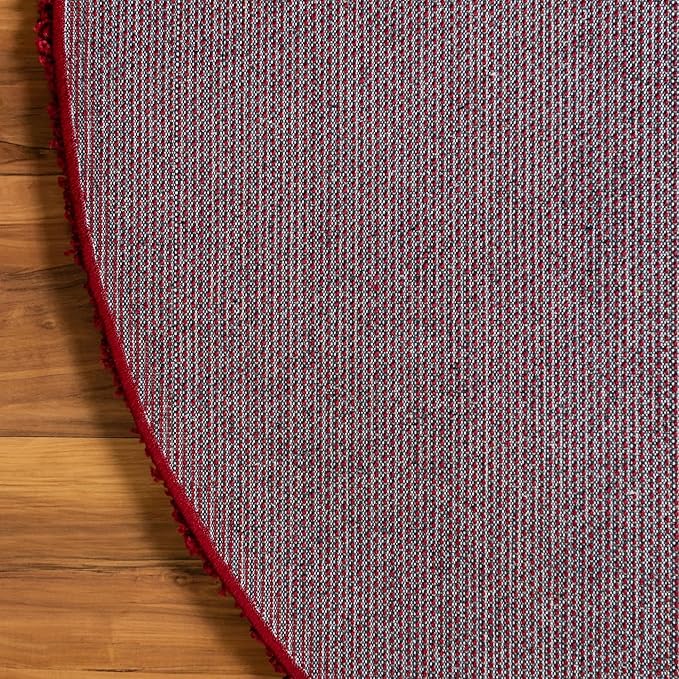 Unique Loom Solid Shag Collection Area Rug (5' 1" x 8' Oval, Cherry Red)