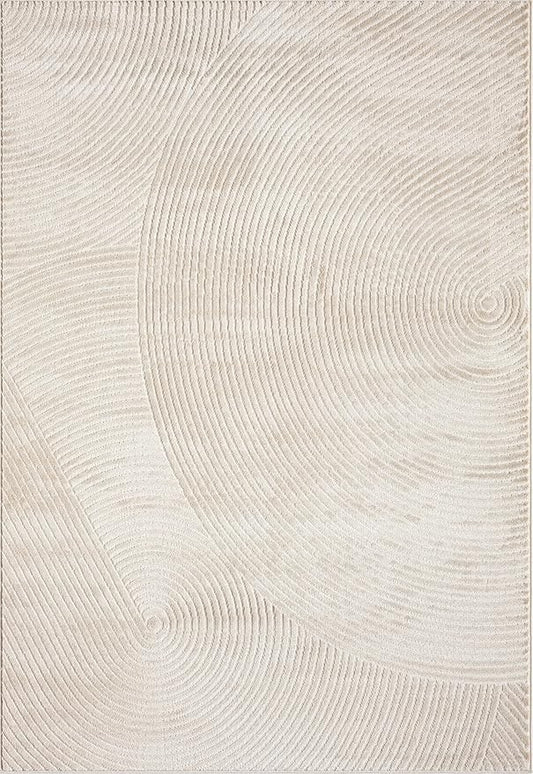 Abani Neutral Beige Area Rug 9' x 12' for Living Room, Bedroom - Zen Reiki Circles Pattern - Durable & Easy to Clean