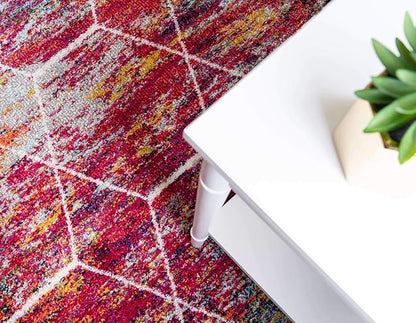 Unique Loom Trellis Frieze Collection Area Rug - Geometric (7' 10" x 10' Oval, Multi/ Ivory)