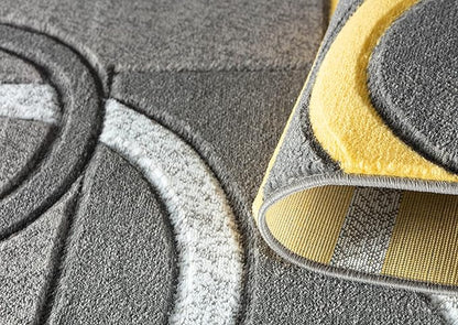GLORY RUGS Modern Area Rug 5x7 Yellow Soft Hand Carved Contemporary Floor Carpet with Premium Fluffy Texture for Indoor Living Dining Room and Bedroom Area