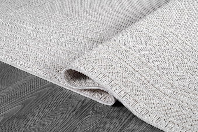 Micro Loop Indoor Rug White 6x9 Boho Geometric Neutral Area Rugs for Living Room Soft Luxury Modern Low and High Pile Durable Stain Resistant Non-Shedding Indoor Area Carpet 6 x 9