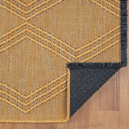 LUXE WEAVERS Modern Farmhouse Yellow 5x7 Washable Area Rug, Anti-Slip Diamond Pattern Carpet