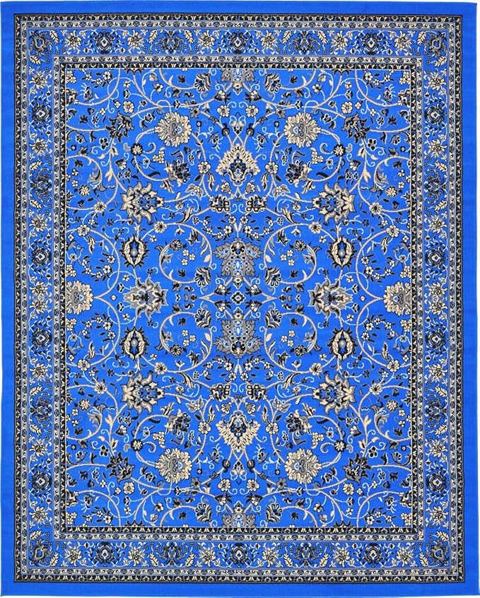 Unique Loom Sialk Hill Collection Area Rug - Washington (7' 10" x 10' Rectangle Dark Blue/Black)