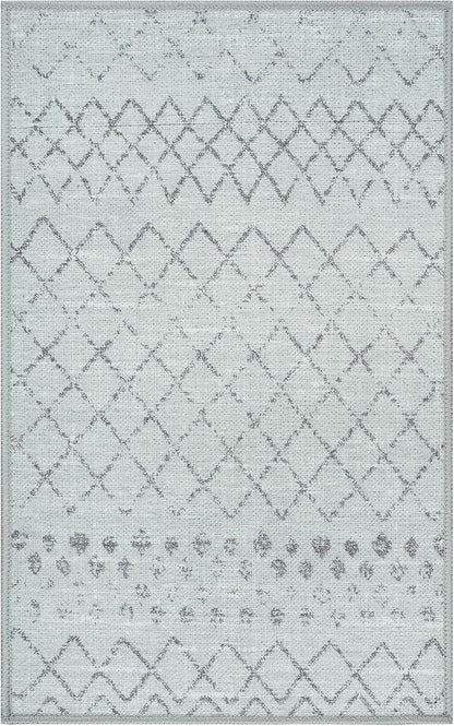 GLN Rugs Contemporary Collection - Machine Washable Area Rug, Contemporary Washable, Non Slip, Low Pile Chenille Rug, Living Room, Bedroom, Kitchen Rug (2' x 3' Gray 0166)