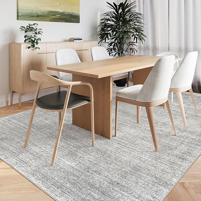 Valenrug Washable Rug 6x9 - Stain Resistant 6x9 Area Rugs for Living Room, Non Slip Backing Printed Rugs for Bedroom, Folable Machine Washable Area Rug (6'x9', Grey)