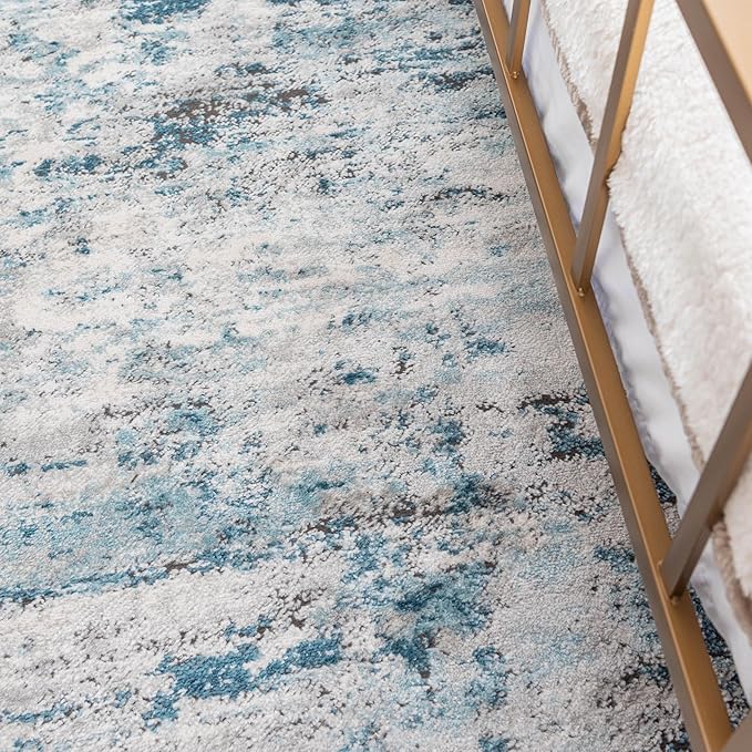 Rugs.com Leipzig Collection Rug – 6x9 Blue Low-Pile Rug Perfect for Bedrooms, Dining Rooms, Living Rooms