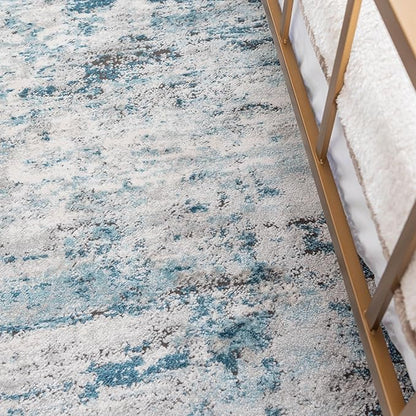 Rugs.com Leipzig Collection Rug – 6x9 Blue Low-Pile Rug Perfect for Bedrooms, Dining Rooms, Living Rooms