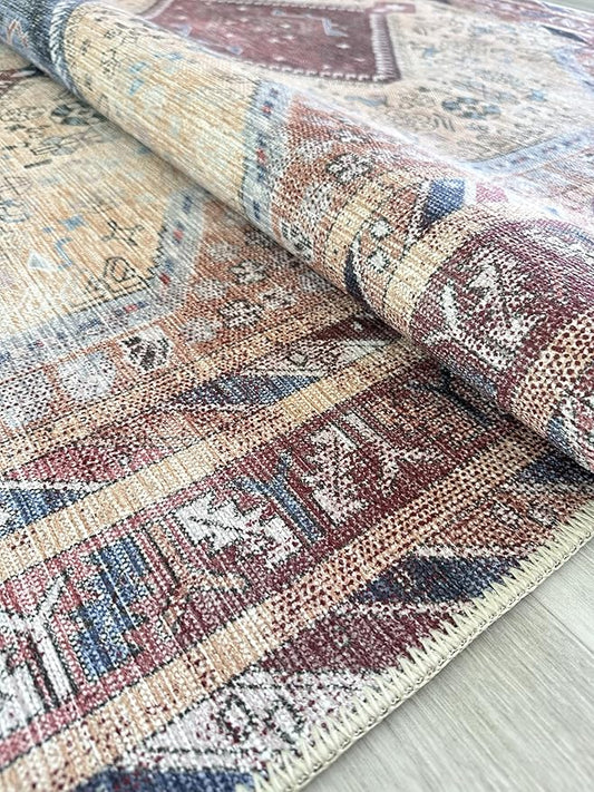 Fame Living Washable Area Rug. Modern Farmhouse. Vintage. Turkish. Bohemian. Distressed. Oriental. Traditional. Rugs for Living Room. Dining. Bedroom. Office. Entryway. Foyer. (863TT, 5'9 x 8'9)