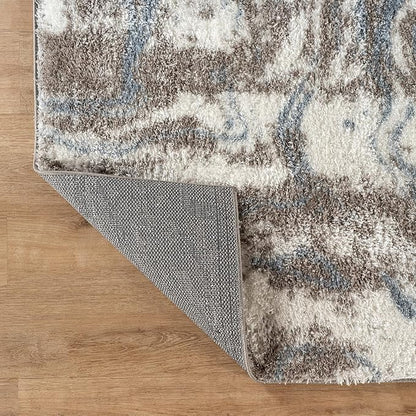 Rugshop Abstract Marble Shag Area Rug Blue 5' x 7' Great for Bedrooms, Living Rooms, or Under Coffee Tables
