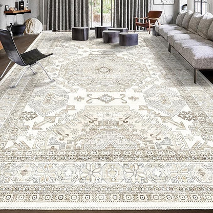 Area Rugs 8x10 for Living Room,Washable Boho 8x10 Area Rugs for Bedroom,Non Slip Carpet for Kitchen, Dining Room, Indoor, Kids Playroom Soft Low-Pile Rug, Thickness 0.2 Inches, Beige/Neutral