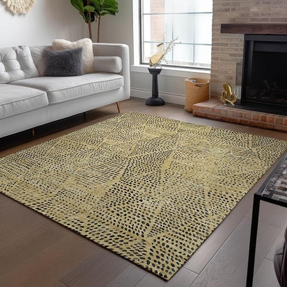 Addison Rugs Chantille ACN591 Gold 5' x 7'6" Indoor Outdoor Area Rug, Easy Clean, Machine Washable, Non Shedding, Bedroom, Living Room, Dining Room, Kitchen, Patio Rug