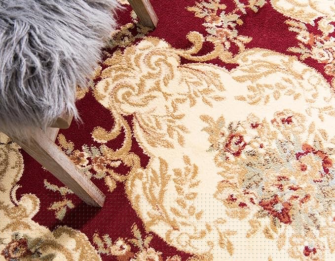Rugs.com Chateau Collection Rug – 2' 2 x 6' Runner Red Medium Rug Perfect for Hallways, Entryways