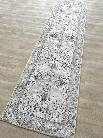 Fame Living Faded Oushak Rug, Turkish Vintage Floral Pastel Large Oversized Area Rugs for Living Room Dining Bedroom Kitchen Bathroom Nursery (848CrNv, 2' x 3')