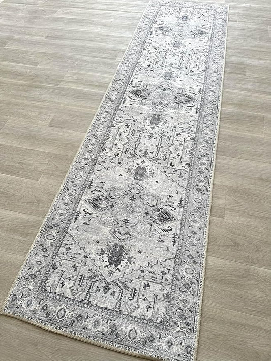 Fame Living Faded Oushak Rug, Turkish Vintage Floral Pastel Large Oversized Area Rugs for Living Room Dining Bedroom Kitchen Bathroom Nursery (848CrNv, 2' x 3')