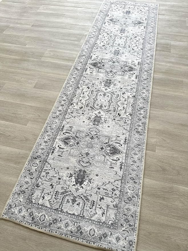 Fame Living Faded Oushak Rug, Turkish Vintage Floral Pastel Large Oversized Area Rugs for Living Room Dining Bedroom Kitchen Bathroom Nursery (848CrNv, 2' x 3')