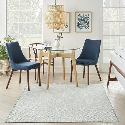 Nourison Home Courtyard Ivory Aqua 4' x 6' Area Rug - Easy Clean, Non Shedding, Bed Room, Living Room, Dining Room, Kitchen (4' x 6')