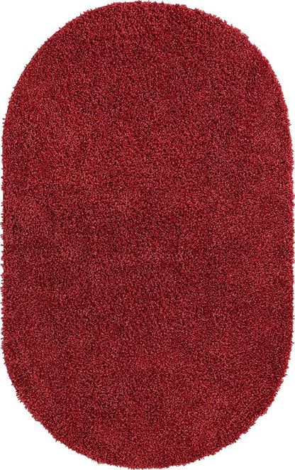 Unique Loom Davos Shag Collection Area Rug - Solid (5' 3" x 8' Oval, Poppy)