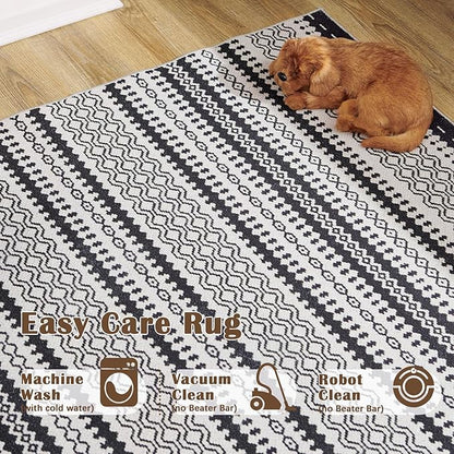 jinchan Moroccan Runner Rug 2x8 for Hallway - Geometric Honeycomb Modern Geometric Machine Washable Soft Ultra-Thin Non-Slip Carpet for Kitchen Bedroom Laundry Room (2x8ft, Black)