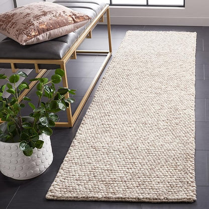 SAFAVIEH Natura Collection Runner Rug - 2'3" x 16', Beige, Handmade Wool Blend, Textured Design, Ideal for Hallway, Bedroom, Foyer (NAT620B)