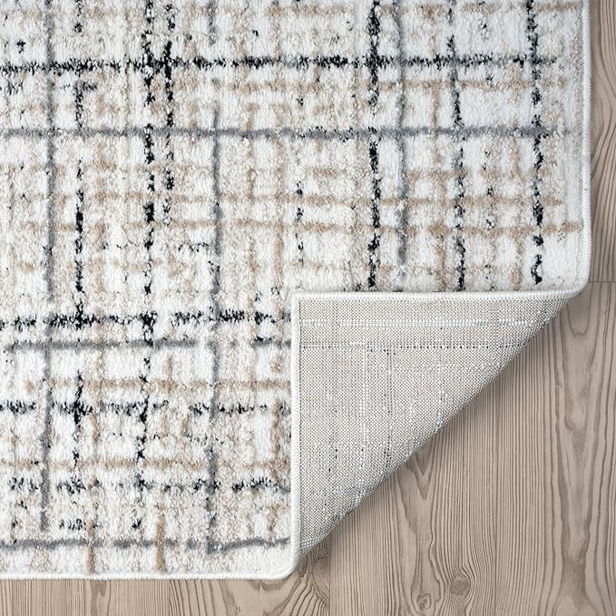 Abani Grey Area Rug for Living Room, Bedroom - Crosshatch Pattern- 2' x 3' -Durable & Easy to Clean