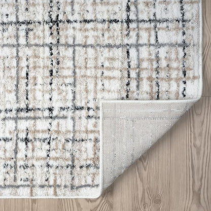 Abani Grey Area Rug for Living Room, Bedroom - Crosshatch Pattern- 2' x 3' -Durable & Easy to Clean