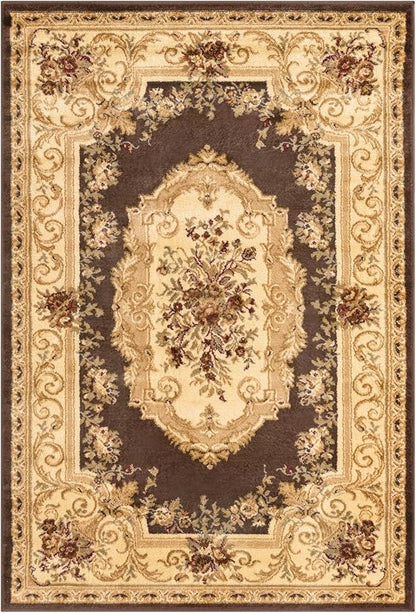 Rugs.com Chateau Collection Rug – 4' x 6' Brown Medium Rug Perfect for Entryways, Kitchens, Breakfast Nooks, Accent Pieces