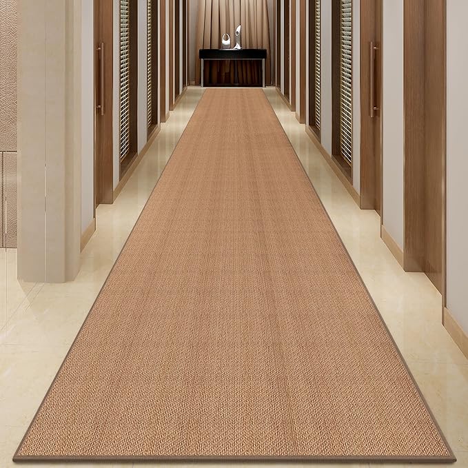 Rubber Runner Rug for Hallways Non Slip, Low Pile Long Laundry Room Mat Hall Jute Rug Runner Carpet Non Skid