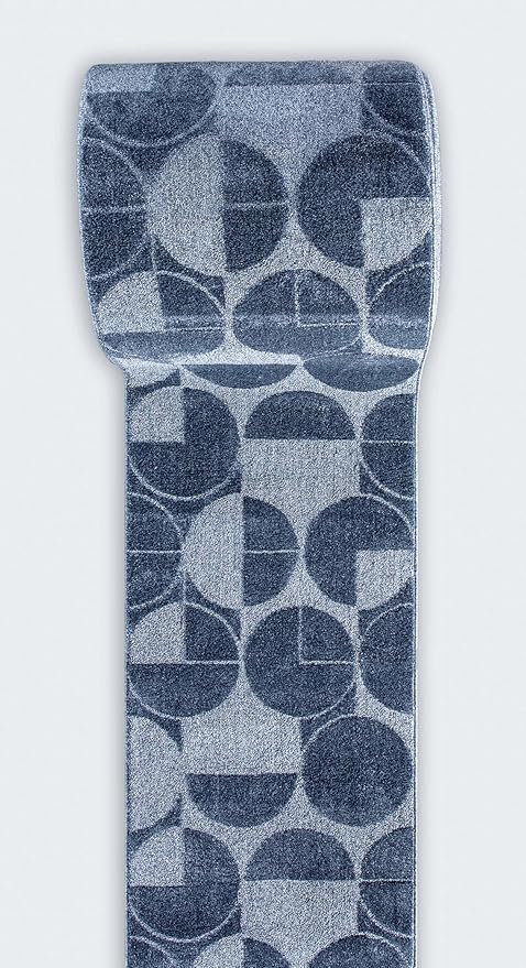 Well Woven Custom Size Hallway & Stair Runner- Harlow Harmony Blue 27 Inches Wide x 25 Feet Long Runner (27" x 25') Runner Rug - Modern Geometric Pattern, Ultra-Soft, Easy-Clean
