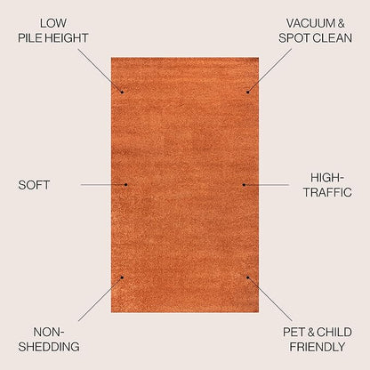 JONATHAN Y Haze Solid Low-Pile Orange Indoor Area Rug 6x9, Coastal,Bohemian,Minimalist,Classic, Easy-Cleaning for Living Room,Bedroom,Kitchen,Pet Friendly,Non-Shedding (SEU100M-6)