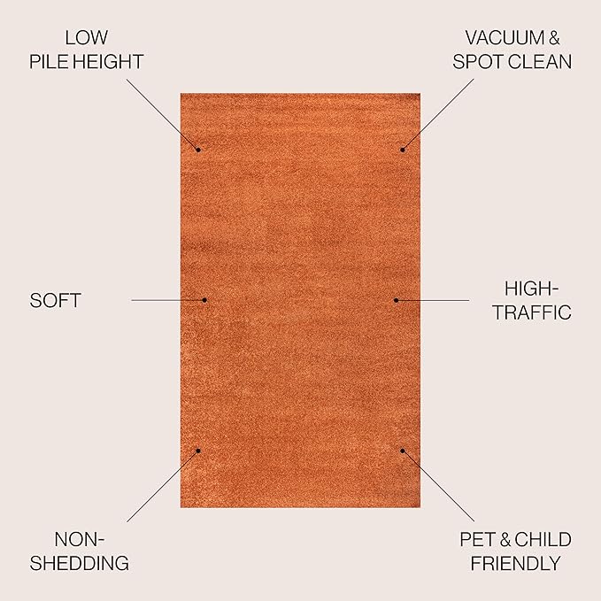 JONATHAN Y Haze Solid Low-Pile Orange Indoor Area Rug 10x14, Coastal,Bohemian,Minimalist,Classic, Easy-Cleaning for Living Room,Bedroom,Kitchen,Pet Friendly,Non-Shedding (SEU100M-14)