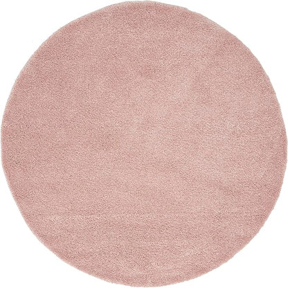 Unique Loom Solo Collection Area Rug - Calabasas (6' 1" Round, Pink)