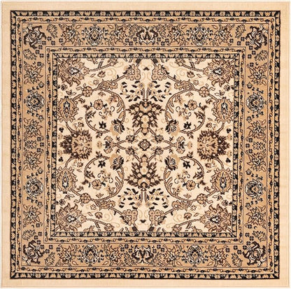 Unique Loom Sialk Hill Collection Area Rug - Washington (5' Square Ivory/Black)