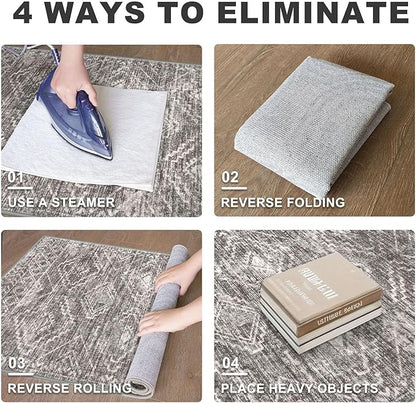 KILOCOCO Boho Entryway Rug 3x5 Area Rug Washable Non Slip Throw Rugs Soft for Kitchen Living Room Dining Bedroom Geometric Moroccan Carpet, Taupe