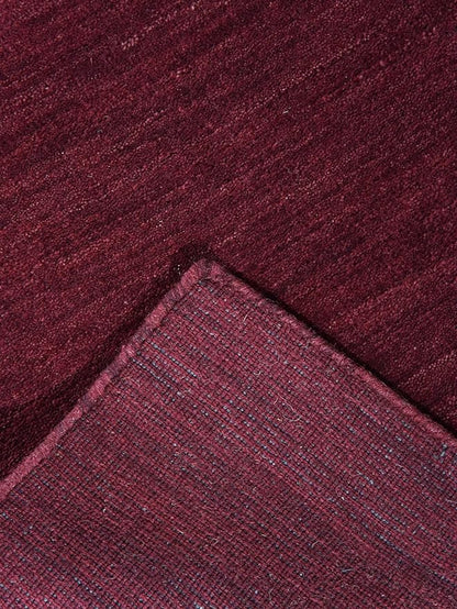 Hand Knotted Loom Wool ECO-Friendly Area Rugs - 2'6''x10', Runner, Dark Red Color, Solid Plain Design, High Pile Handmade Anti Skid Area Rugs for Living Room, Bed Room (L00111)