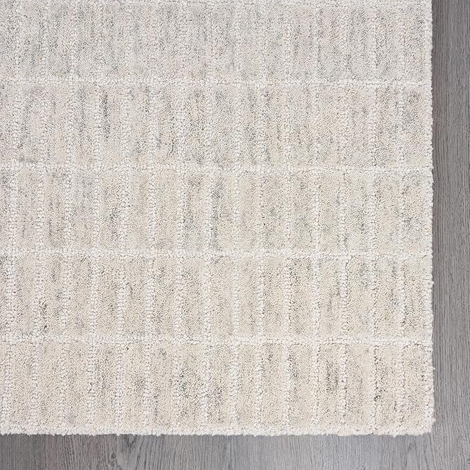 Hand-Tufted 100% Wool Area Rug – Unique Modern Geometric Grid Pattern, Soft Plush Textured Carpet for Living Room, Bedroom, Dining Room & Entryway (Grey, 5' x 7')